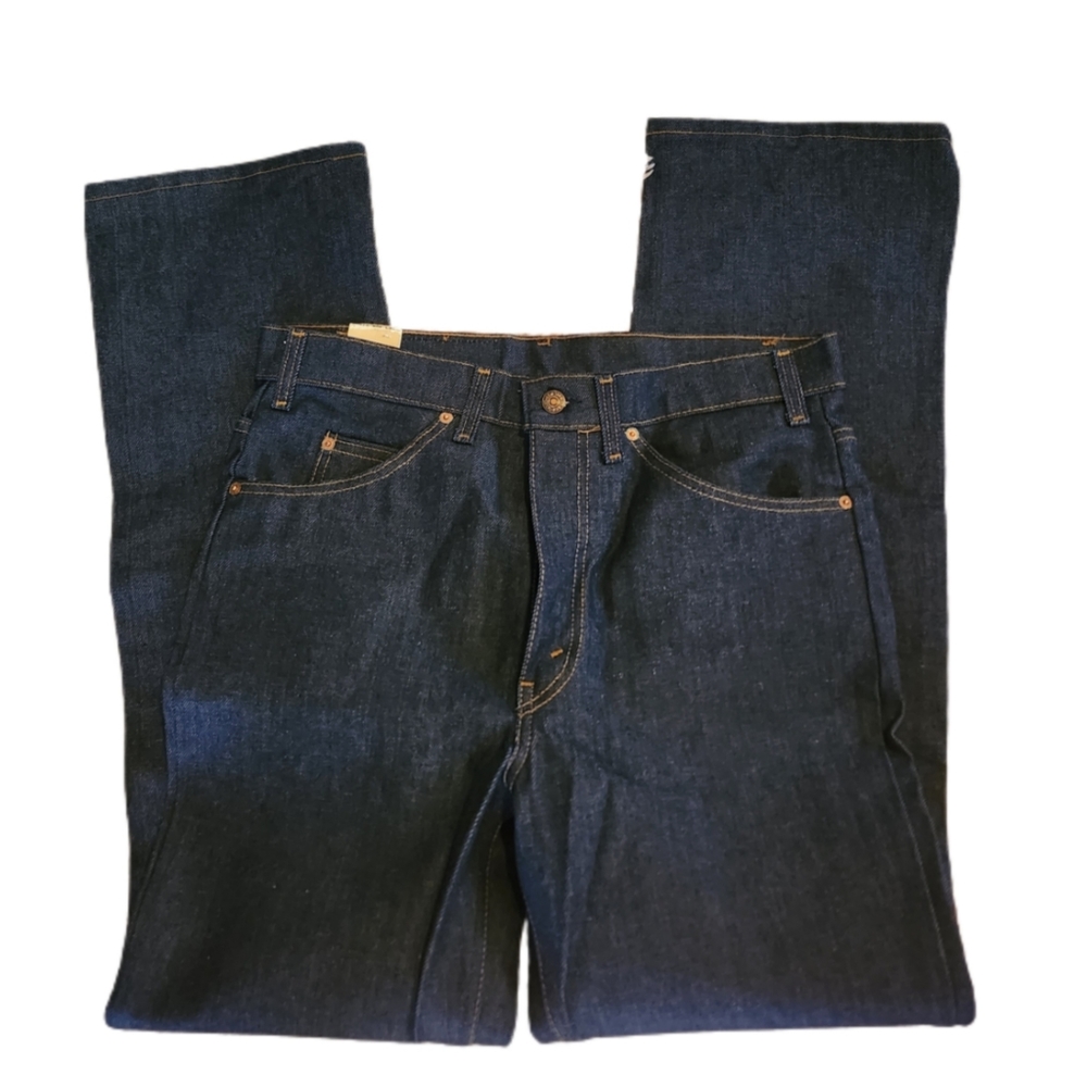VINTAGE LEVI'S MEN'S 317 ORANGE TAG DARK WASH BOOT CUT JEANS SIZE 34W X 32 NWT - Picture 2 of 10